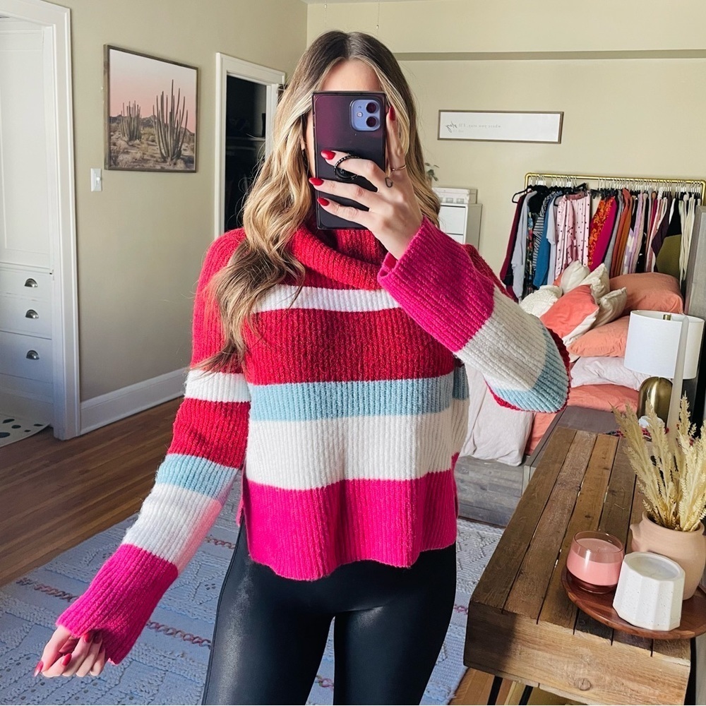Abound Stripe Chunky Knit Turtleneck Sweater